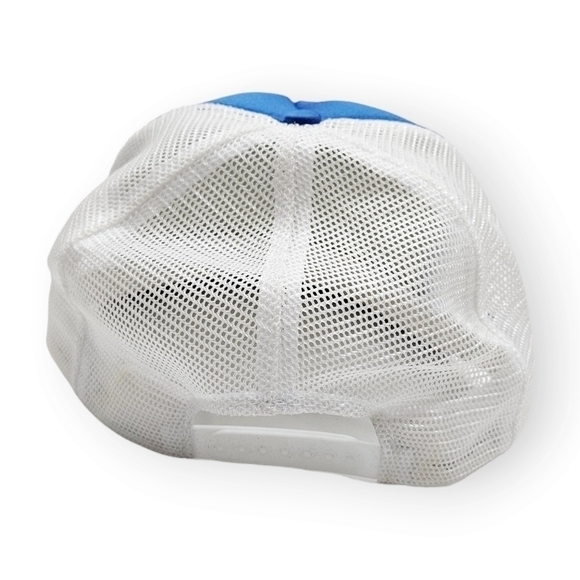 Vintage 80s Trucker Hat Shearons Market Nissin Cap Hillbilly Snapback Blue White - Picture 5 of 7